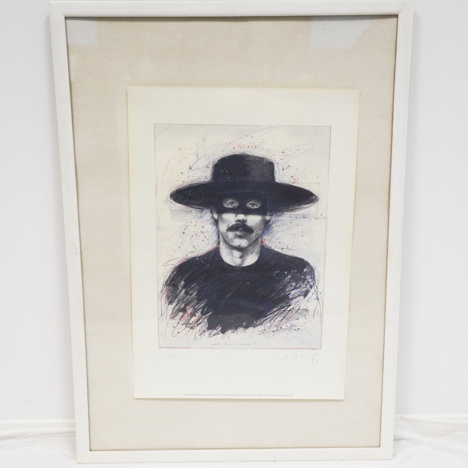 Lasse Åberg (1940-) Litografi Who's Zorro Now