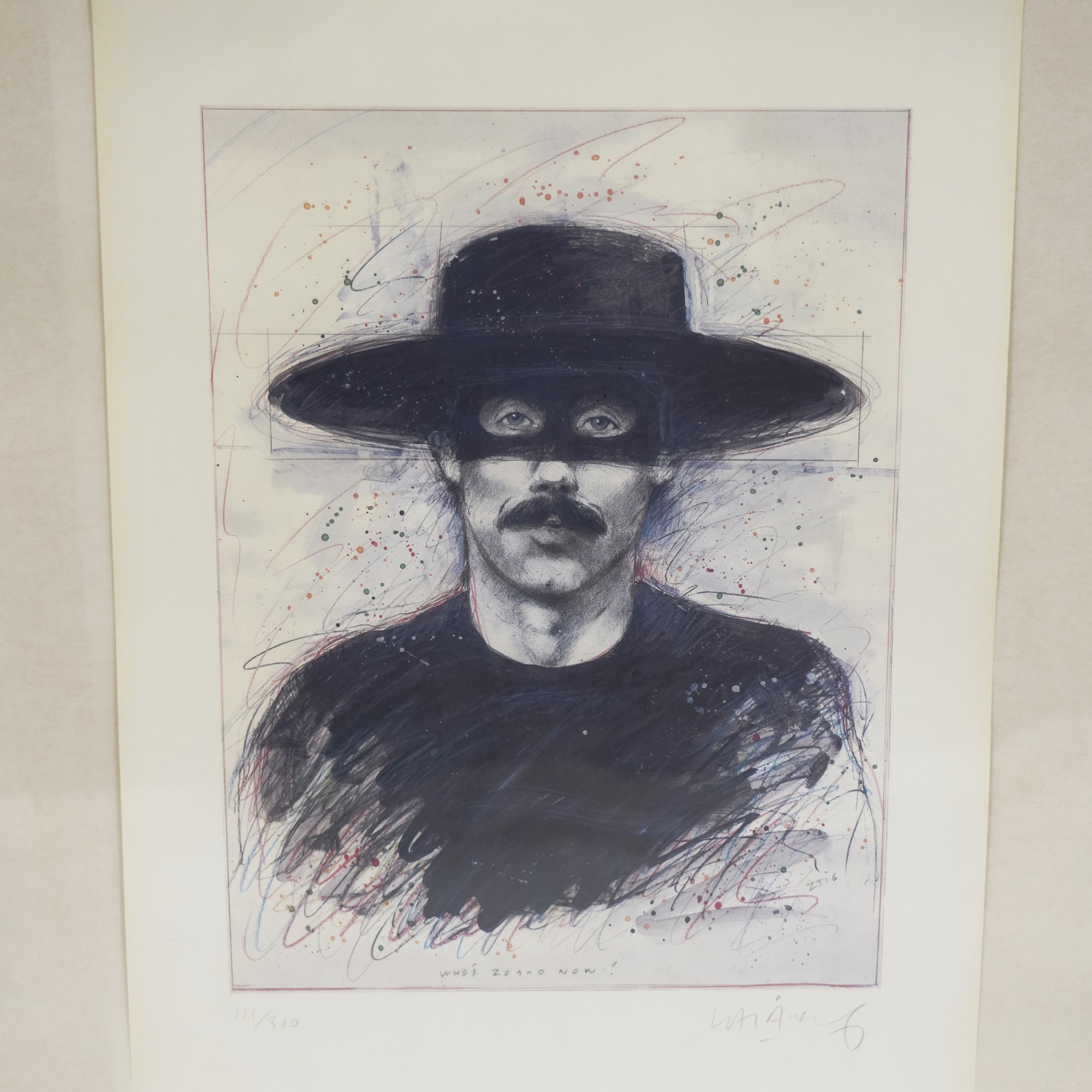Lasse Åberg (1940-) Litografi Who's Zorro Now