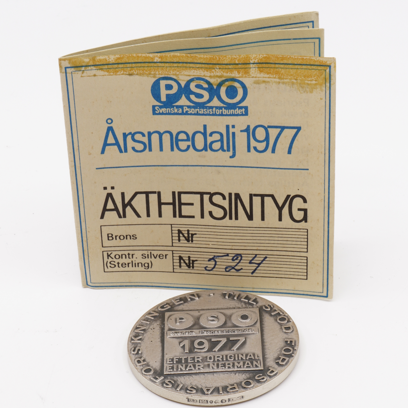 Minnesmynt S925 1977 Svenska Psooriasförbundet 52g